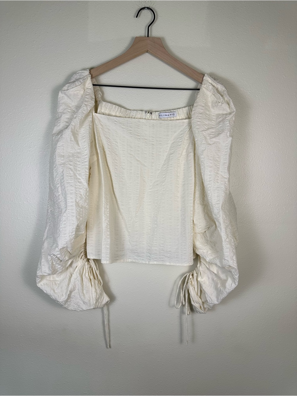 REGINA PYO Size 12 Cottagecore Regent Square Neck Ruched Puff Sleeve Peasant Top